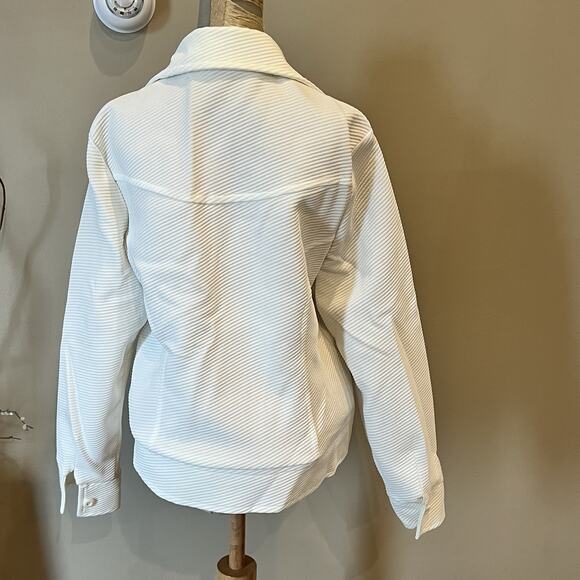 Vintage 70s Blazer Women Small White Handmade Ribbed Polyester‎ Coastal Nautical - Picture 7 of 11